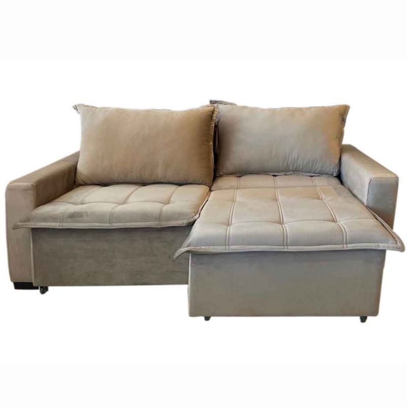 sofá 3 lugares marjom são luiz retrátil cinza