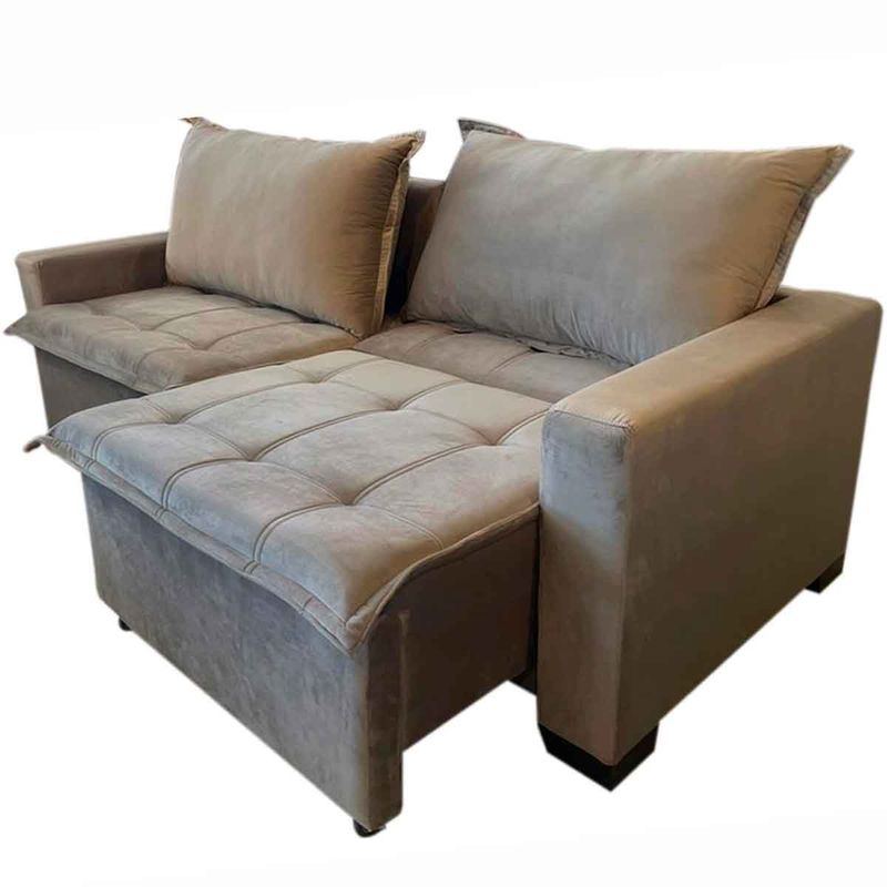 sofá 3 lugares marjom são luiz retrátil cinza