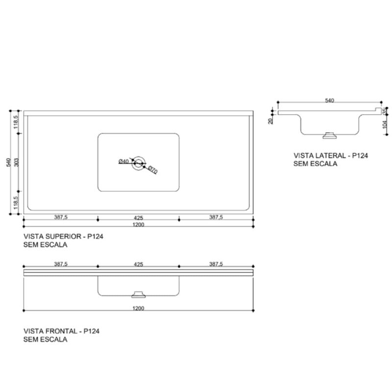 pia de mármore sintético decoralita 120x54 p124 branco (mp)