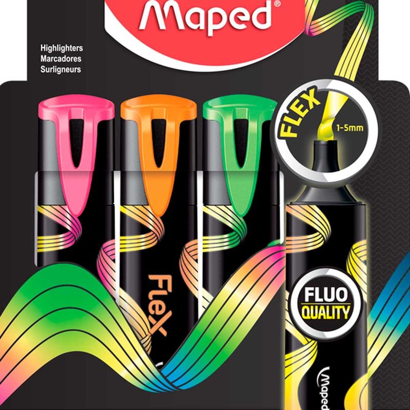 marca texto maped new flex 4 cores amarelo/laranja/verde/rosa 740300