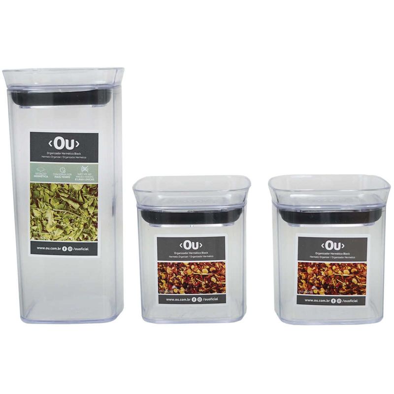 kit potes herméticos martiplast 3 peças tamanhos variados