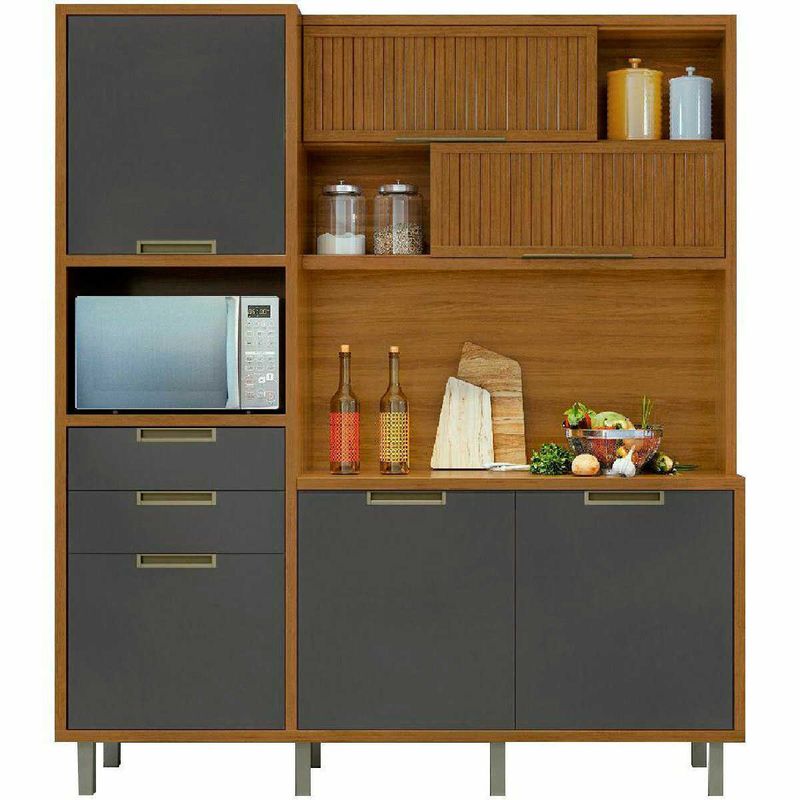 armário de cozinha nesher loft mdf freijó grafite
