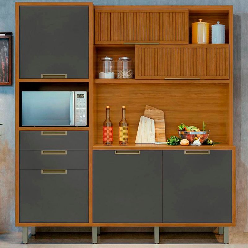 armário de cozinha nesher loft mdf freijó grafite