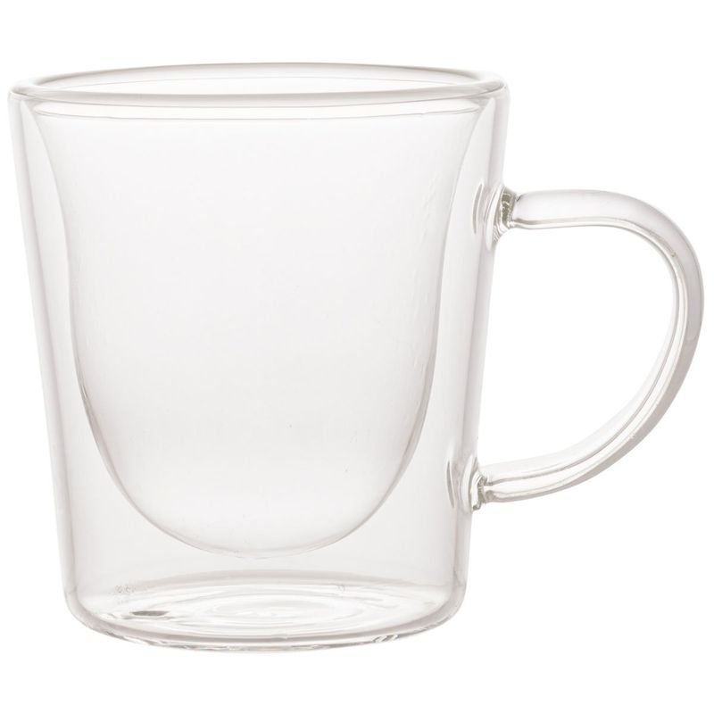 jogo de xícaras rojemac para café 2 peças parede dupla 100ml transparente 28862