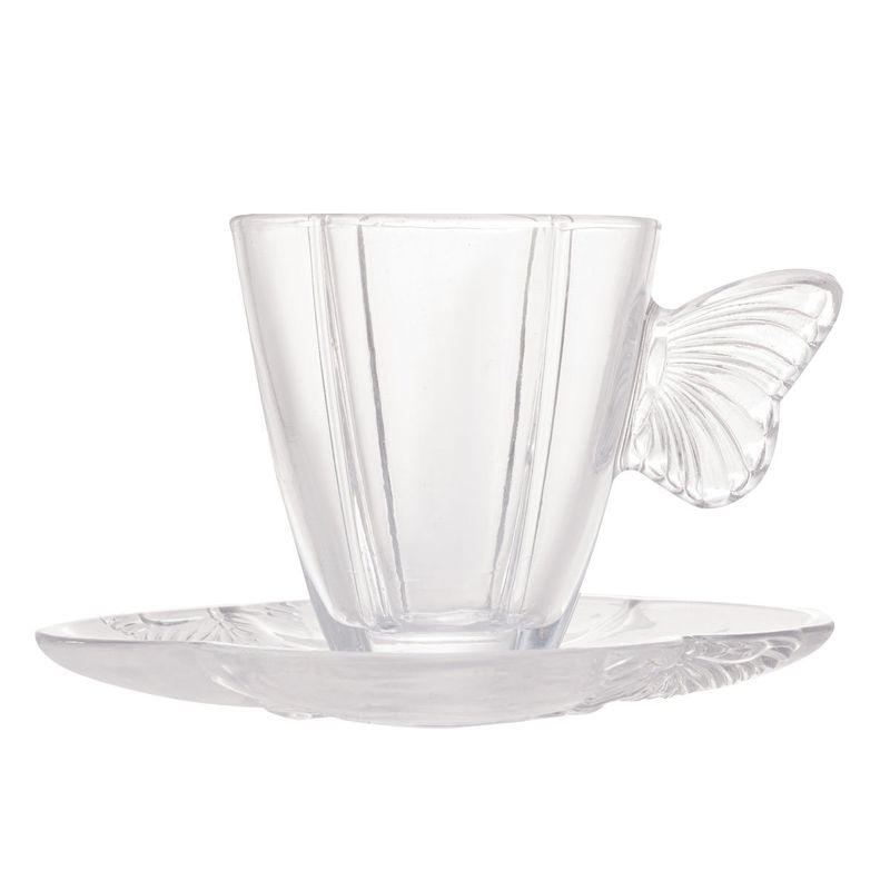 jogo de xícaras rojemac para café 4 peças wolff butterfly 80ml transparente 29271