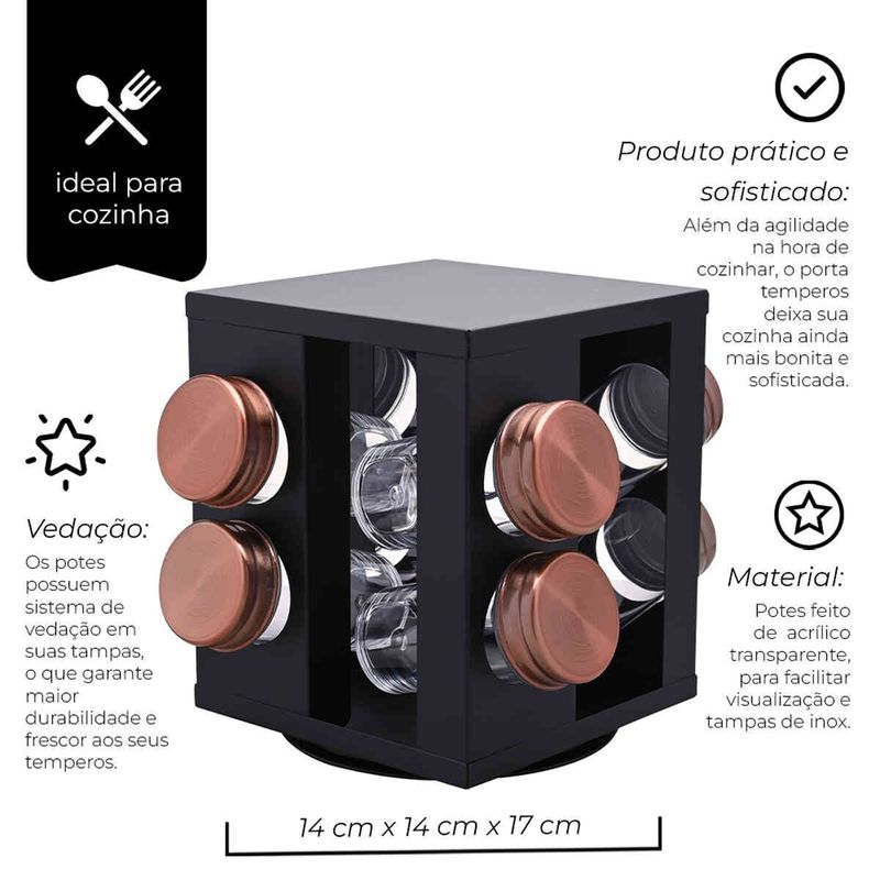 porta condimentos mimo style 8 peças giratório bronze 6709