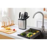 porta facas e utensílios mimo style em aço inox prata 8245