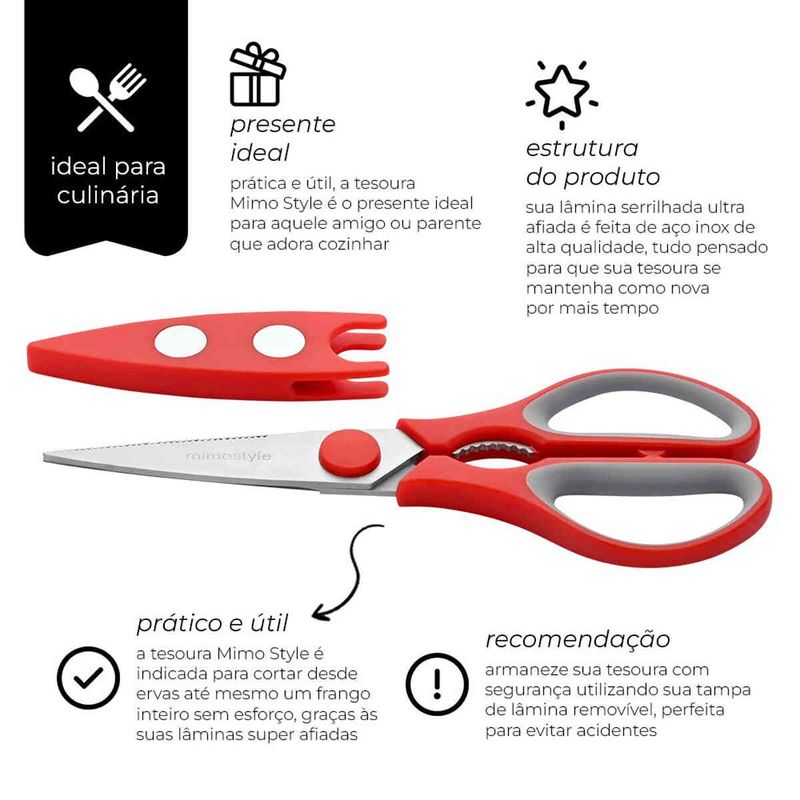 tesoura para cozinha mimo style vermelho 4527