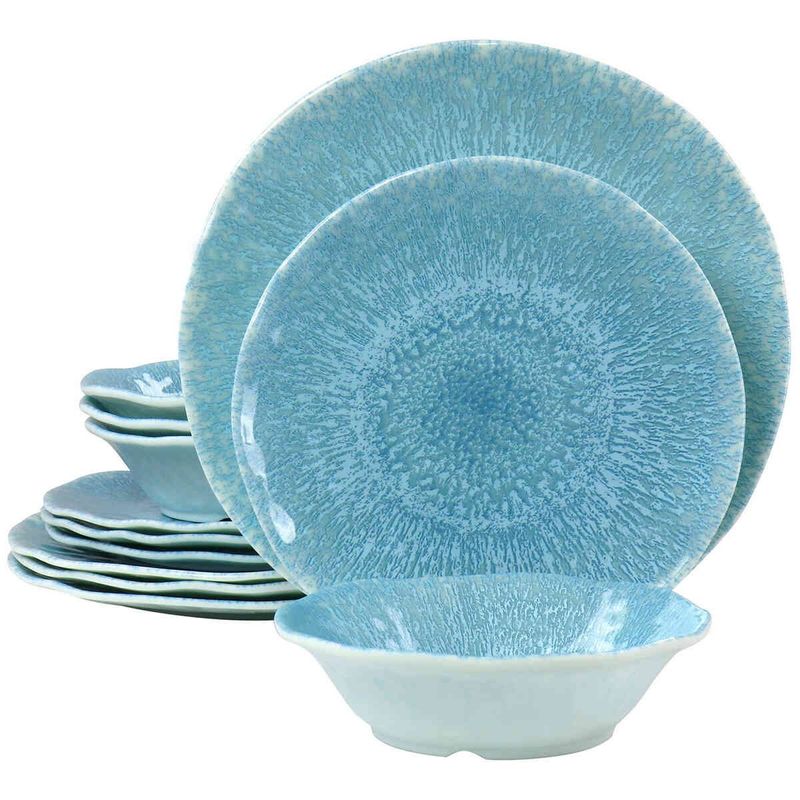jogo de jantar latcor 12 peças gibson home indigo frost azul 130983.12