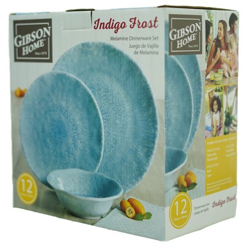 jogo de jantar latcor 12 peças gibson home indigo frost azul 130983.12