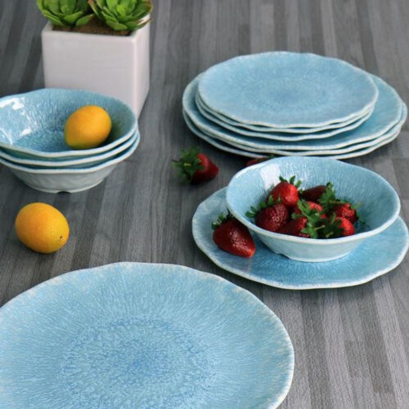 jogo de jantar latcor 12 peças gibson home indigo frost azul 130983.12