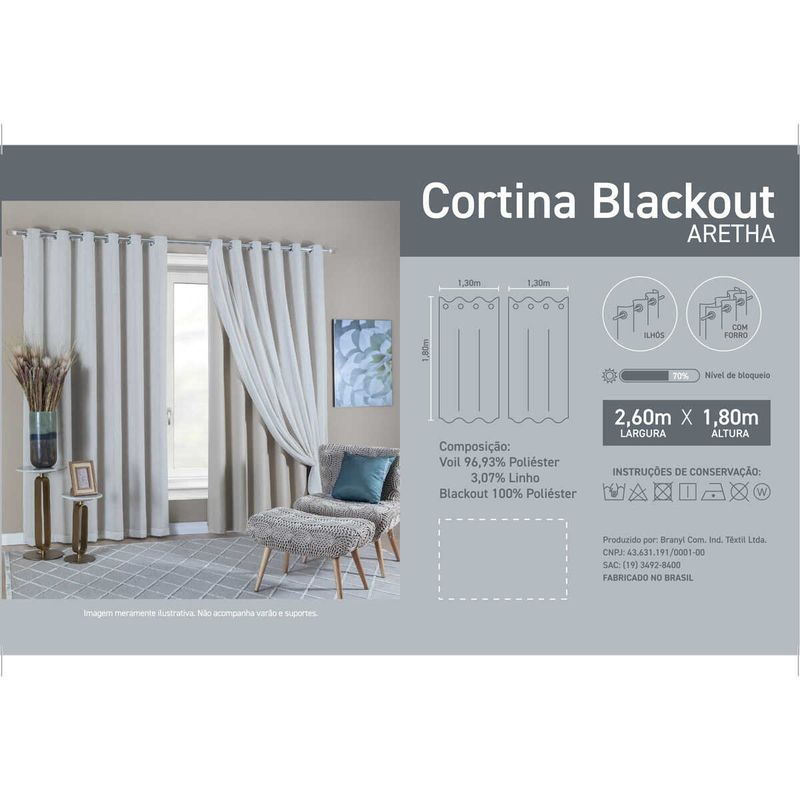 cortina branyl aretha joy blackout 180x260cm marfim