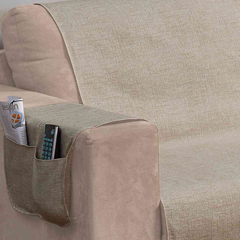 protetor de sofá 3 lugares branyl elegance em tecido jacquard rústico marrom