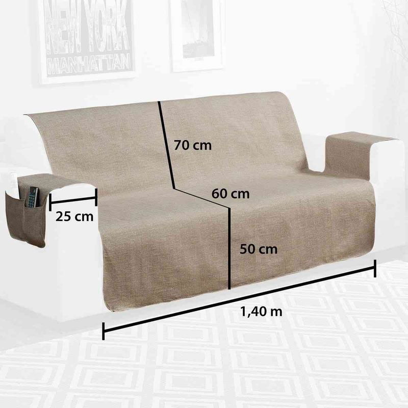 protetor de sofá 3 lugares branyl elegance em tecido jacquard rústico marrom
