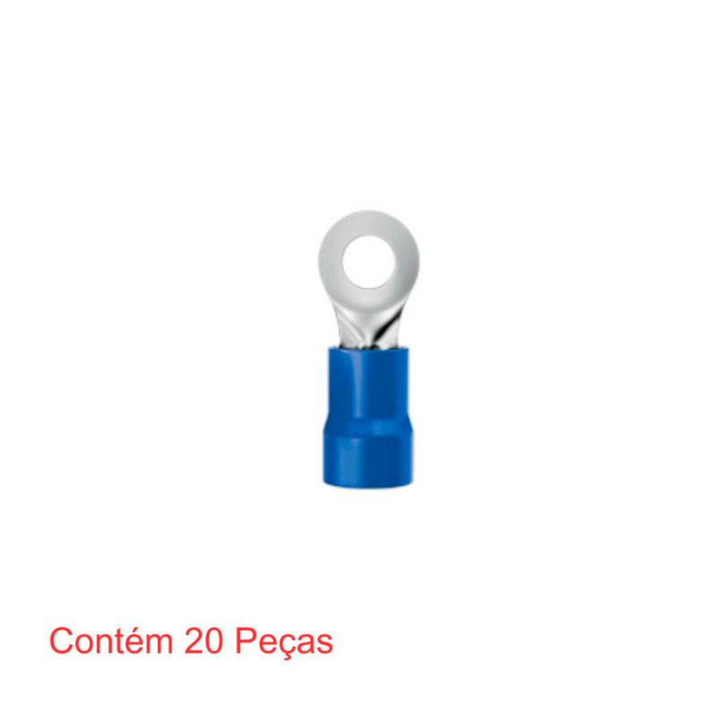 terminal anel pré-isolado para fios e cabos de 1,5 à 2,5mm² azul 20 peças - sforplast (mp)