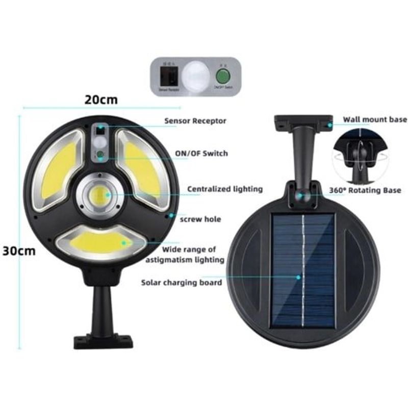 luminária solar ecosolis redondo tipo poste com sensor 84085