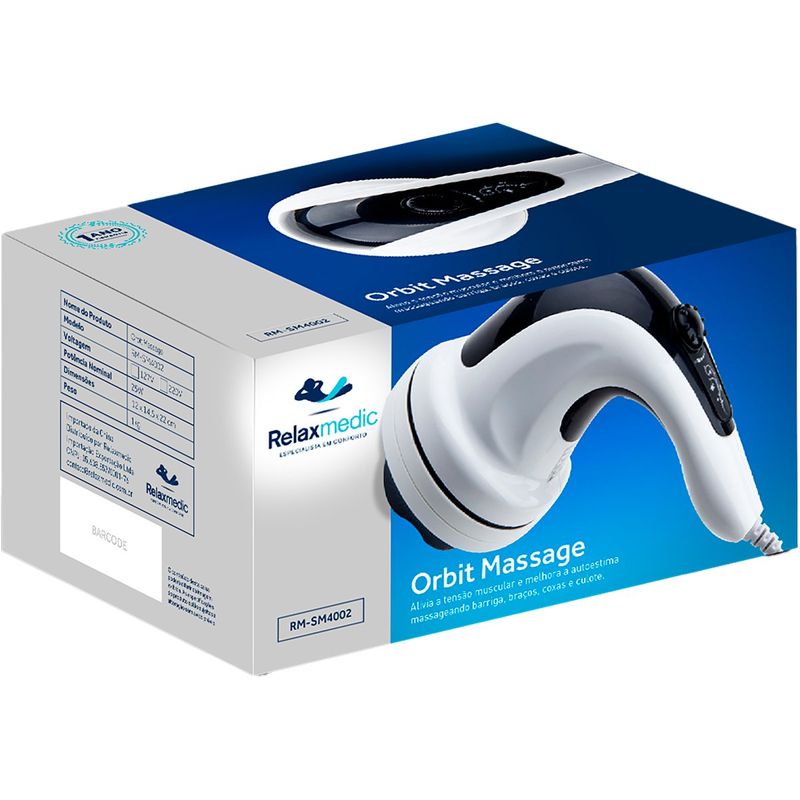 massageador portátil elétrico relaxmedic orbit branco