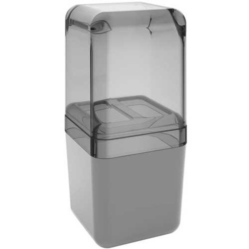 porta escova coza cube com tampa cinza frio e fumê 208770116