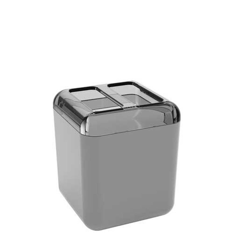 porta escova coza cube com tampa cinza frio e fumê 208770116