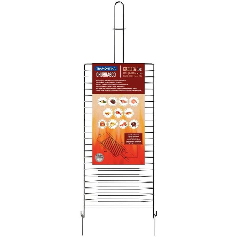 grelha tramontina churrasco em aço inox 42x23cm 26480004