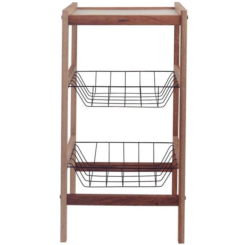 fruteira tramontina utilínea em madeira mista com 2 cestos 13559072