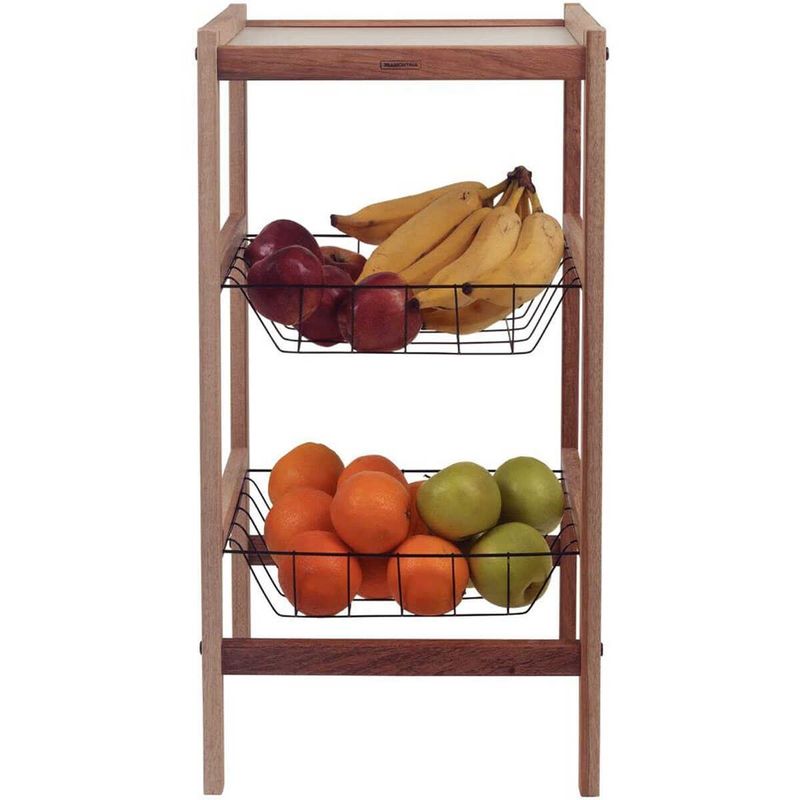 fruteira tramontina utilínea em madeira mista com 2 cestos 13559072