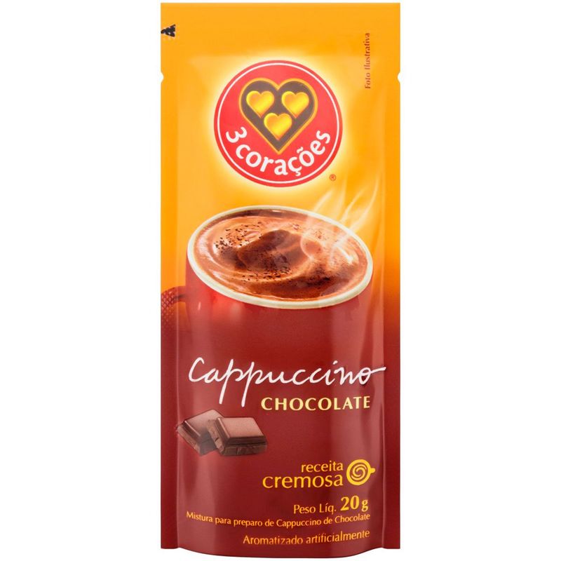 cappuccino 3 corações chocolate sachê 20g