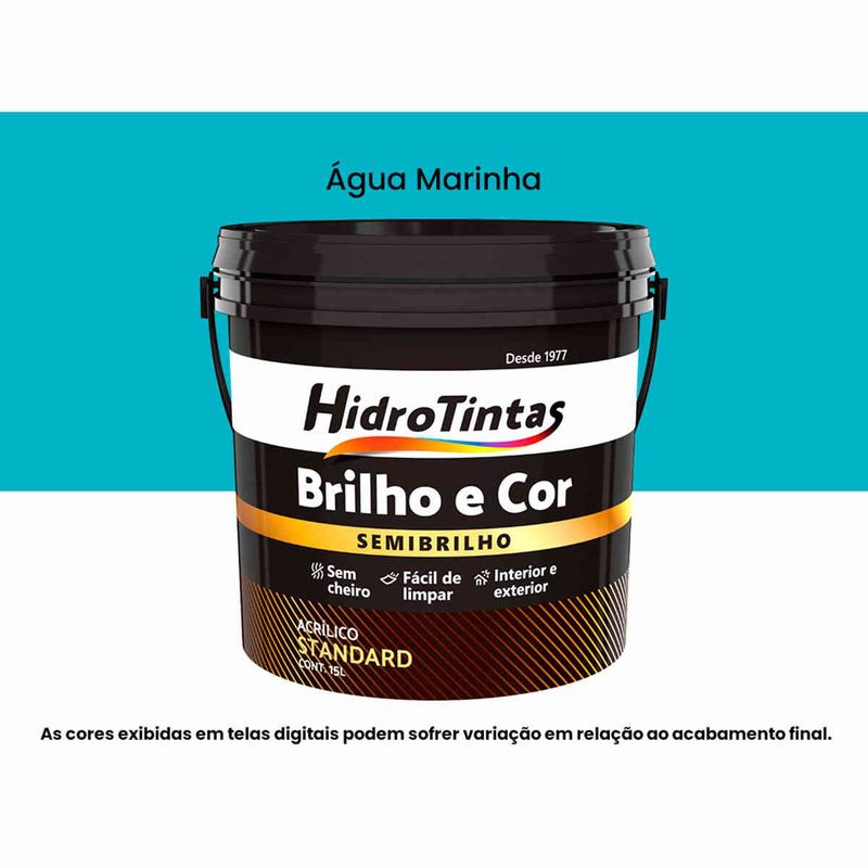 tinta acrílica semibrilho hidrotintas standard15l brilho e cor água marinha (mp)
