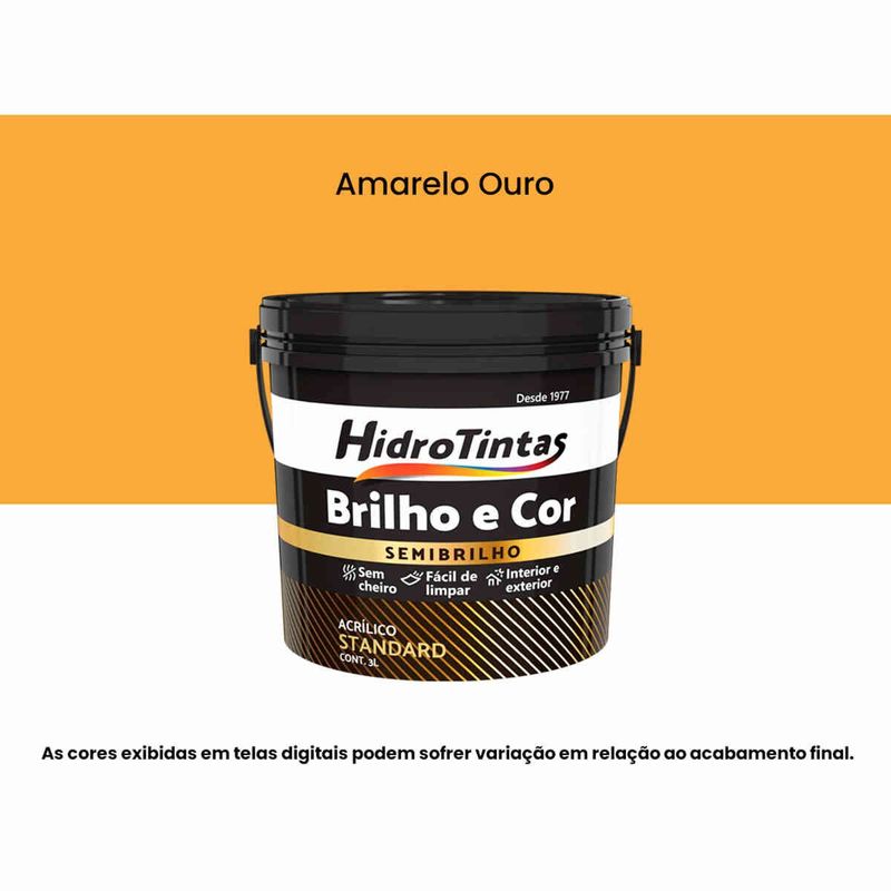 tinta acrílica hidrotintas standard semibrilho 3l brilho e cor amarelo ouro (mp)