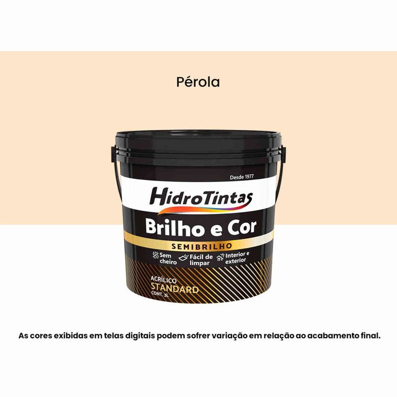 tinta acrílica hidrotintas standard semibrilho 3l brilho e cor pérola (mp)