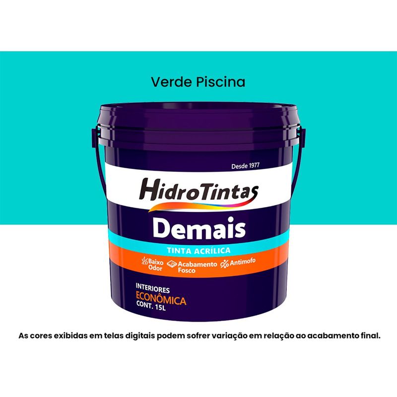 tinta acrílica hidrotintas econômica fosca 15l demais verde piscina (mp)