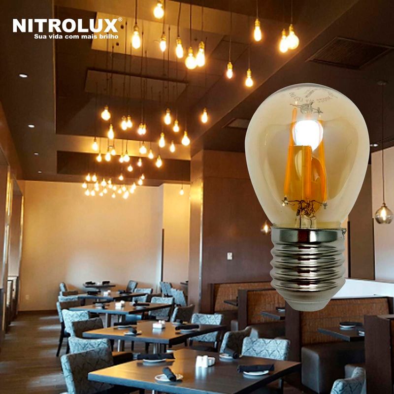 lâmpada filamento led g45 bivolt 4w 2200k luz amarela 5294 - nitrolux (mp)