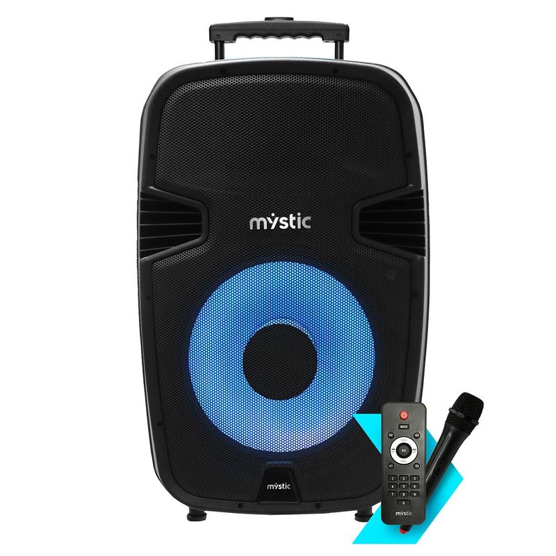 caixa de som amplificada mystic bluetooth com microfone sem fio preto my-ps505t