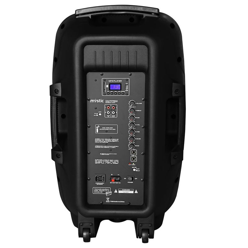 caixa de som amplificada mystic bluetooth com microfone sem fio preto my-ps505t