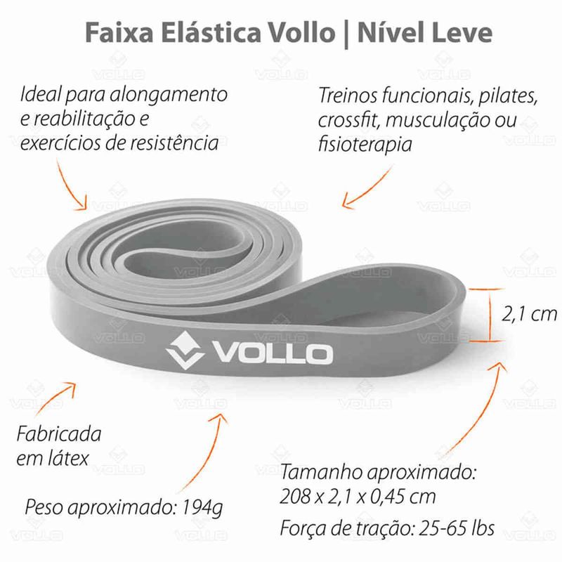 faixa elástico vollo super band 21mm cinza vp1015