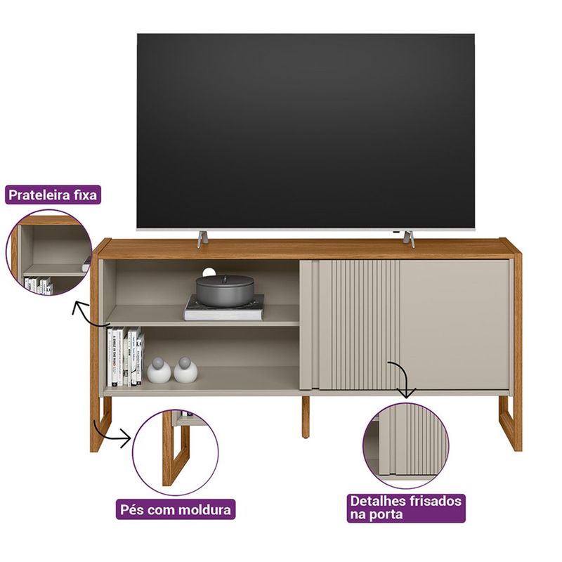rack para tv até 55" linea gold brasil nature e off white