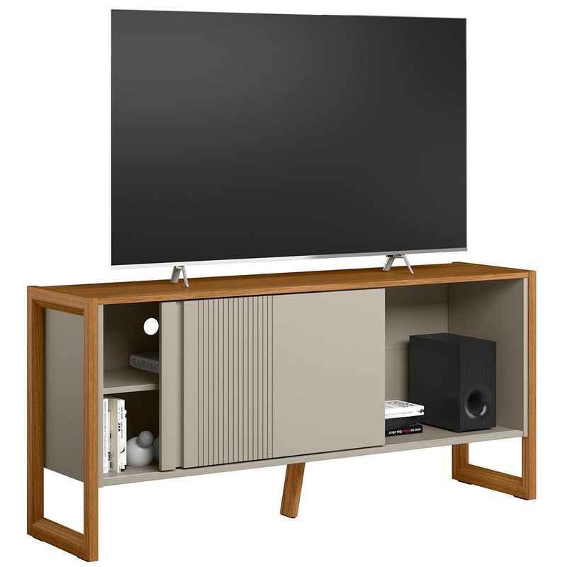 rack para tv até 55" linea gold brasil nature e off white