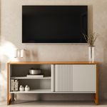 rack para tv até 55" linea gold brasil nature e off white