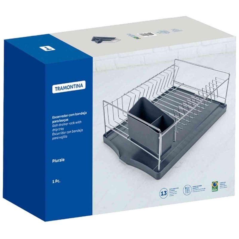 escorredor de louça plurale tramontina aço inox 61536100
