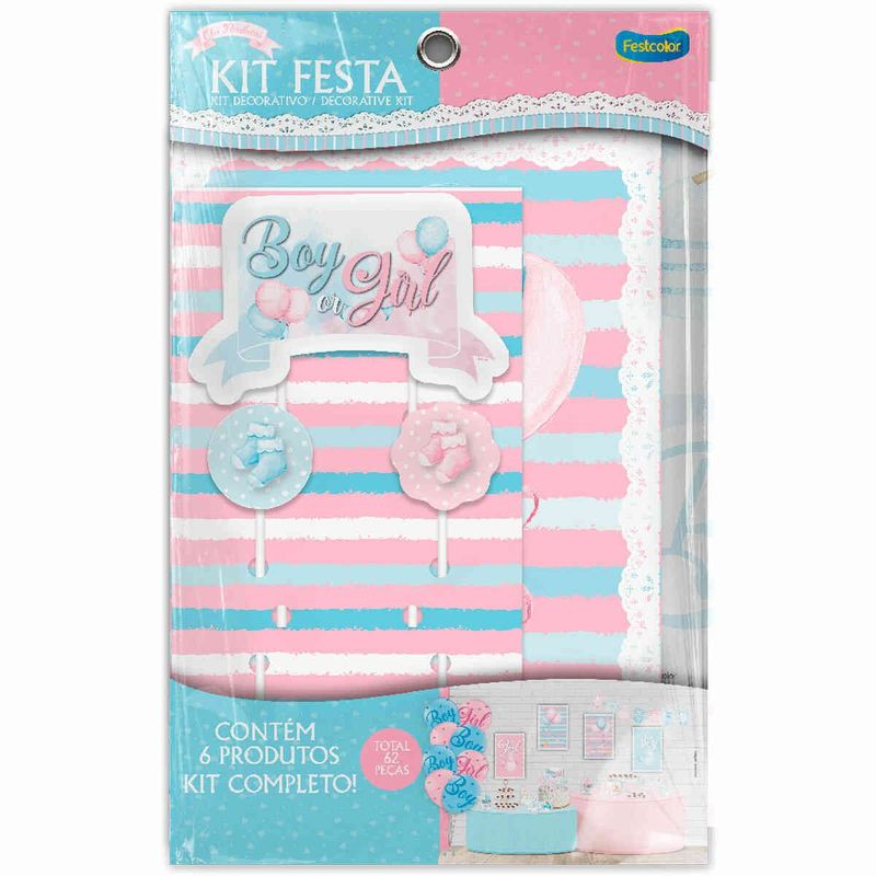 kit festcolor festa chá revelação azul e rosa (mp)