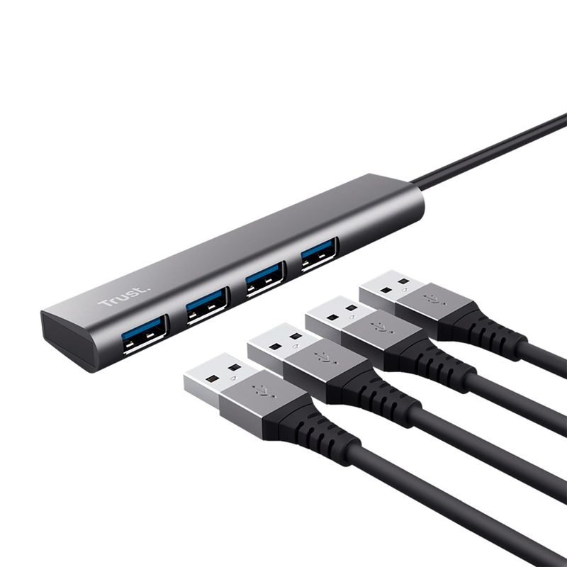 hub trust halyx usb-c 4 portas usb-a alumínio 24948