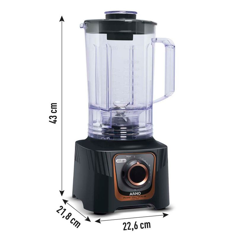 liquidificador arno power max autolock 1400w 3,1l cinza ln81