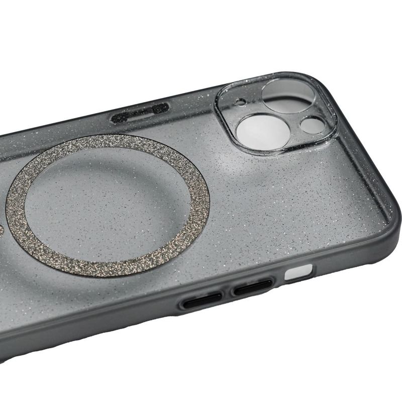 capinha de celular iphone 13 bibi cell preto transparente com glitter (mp)