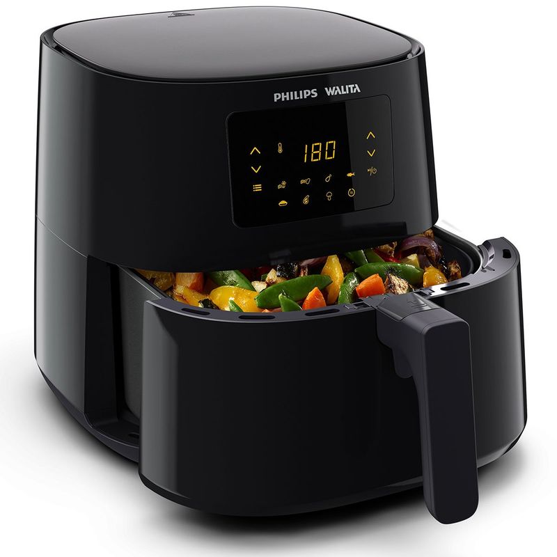 fritadeira philips walita air fryer 6,2 litros essential xl digital preta ri9270/90