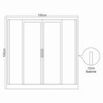 janela de correr em alumínio vidro liso 4 folhas 100x100cm soft branca - mgm (mp)