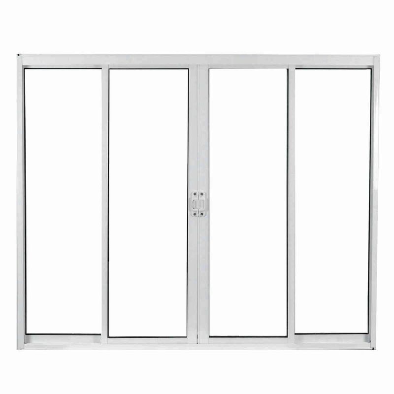 janela de correr em alumínio vidro liso 4 folhas 100x150cm soft branca - mgm (mp)