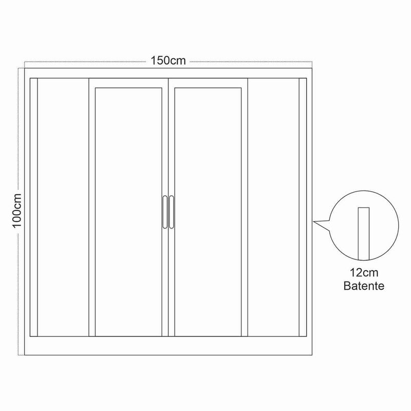 janela de correr em alumínio vidro liso 4 folhas 100x150cm soft branca - mgm (mp)