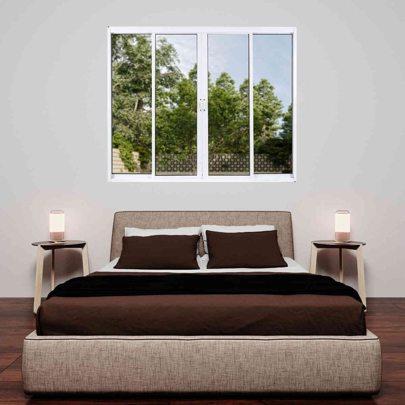janela de correr em alumínio vidro liso 4 folhas 100x150cm soft branca - mgm (mp)