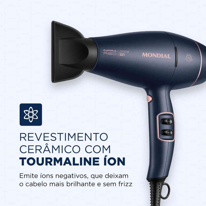secador mondial infrared 2000w azul scp-01-ir