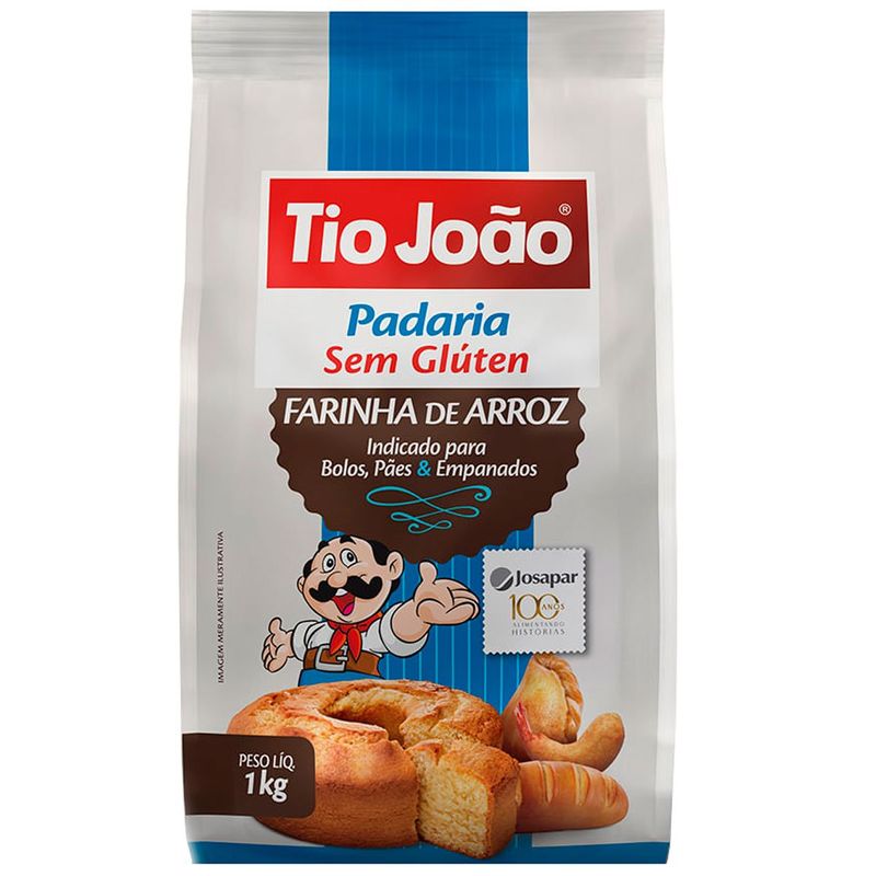 farinha de arroz tio joão padaria sem glúten 1kg